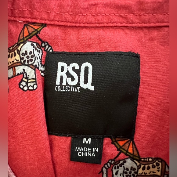 Red RSQ collective short sleeve button down shirt, men’s M - Picture 3 of 3